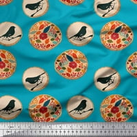 Soimoi Japan Crepe saten tkaninski listovi, ptica i cvjetna umjetnička tkanina za ispis u dvorištu široko