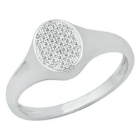 DazzlingRock kolekcija okrugli bijeli dijamant Micropave ovalni oblik Zaručni prsten za žene u srebru