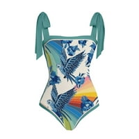 U Žene Vintage Colorblock Sažetak cvjetni kupaći kostimi za ispis + prikrivanje dva vintage print kupaćim