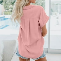 Huaai Fashion Ženski kratki džepni rukav Tee Casual Popularni bluza Pink m