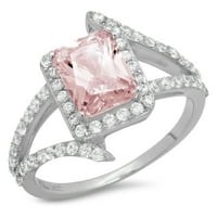 2.1ct smaragdni rez ružičasti simulirani dijamant 14k bijeli zlatni angažman halo zvona veličine 7.5