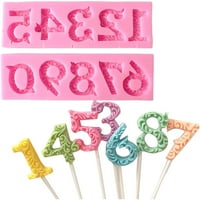 Broj 0D silikonski kalup sa rupom za lollipop Fondant Torta ukrašavanje alata Cupcake Topper Candy Chocolate-Pink
