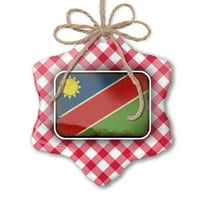 Oznaka za božićne ornament Namibia zastava s vintage izgled crvene plastirane neonblond