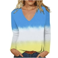 Rukavske majice za kupe za žene Ležerne prilike Crew izrez Modni pulover Loop Fit Comfy Fall Odjeća