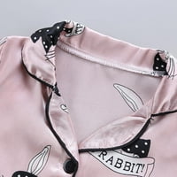 Toddler Boys Girls Satin pidžama, zeko ispis na vrhu kratkih rukava + kratke hlače, 1-6t