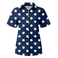 Henley polka dot bluza casual vrhovi kratki rukav moda za žene mornarice s