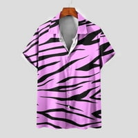 Muške havajske majice Ležerne prilike 3D Striped Ispiši ljetni kratki rukav spušten uz odmor Plaža T-majice Trendy Regular Fit Comfy Thirt Top Pink XXXL