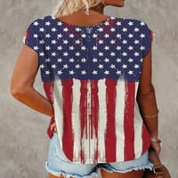 Ljetni vrhovi za žene 4. srpnja Američka zastava Skraćene majice Kratki rukav Neovisnosti Dan Ležerne