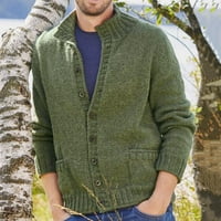 Entyinea muški džemperi dugi rukav kardigan džemper skraćeni ovratnik niz kaput sa džepovima za zimu