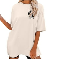 Majice za rukav za žene prevelike majice za žene plus veličine slogana grafičkog kapnog ramena kratki