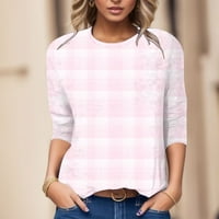 Ljetni ženski o-vrat rukavac za majicu Crew Crt labavi plaćeni osnovni vrh za žene pulover pamučna majica