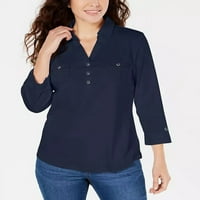 Karen Scott ženska petite 3-rukave polo majica tamno plave veličine petite