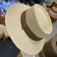 Binpure Muškarci Žene Straw Fedora Hat, Classic Ljeto Široki obod ravni top panama šešir sa bendom
