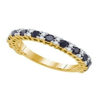Dijamantna princeza 10kt Žuta zlatna žena okrugla crna boja Poboljšani dijamantski vjenčani prsten za