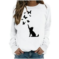 Trendy Bluuses Ženski novost pulover praznike Ladies Crewneck Odjeća za djevojke slatke mačke grafičke