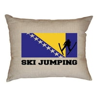 Olimpijska Bosna i Hercegovina - skijanje skijanja - zastava - silueta ukrasna posteljina bacanje jastuka