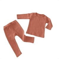 Dječaci Girls KDS postavio je čvrsta boja jesenji pamuk dugih rukava dugačke hlače za spavanje odjeća