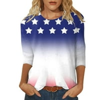 Ženska moda casual tri četvrtina rukava za neovisnost za ruke Ispis pulover okruglog vrata Top bluza
