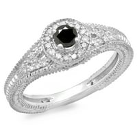 Dazzlingrock kolekcija 0. Carat 14k crno-bijeli dijamantni vintage halo angažman prsten ct, bijelo zlato,