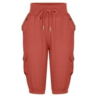 Capri pantalone za žene Ljetne crteže teretni hlače elastični struk casual capri joggers labavi ravne