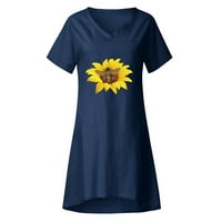 Plus veličina haljine za žene modni ženski ljetni cvjetni print labav V-izrez kratki rukav rukav plus