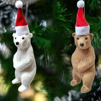 Bluethy Bear Doll Privjesak Božićni šešir simulacija polarnog medvjeda Grizzly lutka ukrasi ukrasi slatki