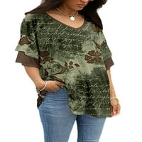 Košulje od Colisha dame V izrez Ljetni vrhovi kratki rukav majica Comfy Work cvjetni tiskani pulover