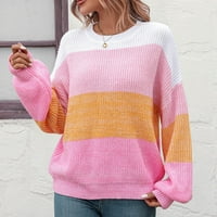 SHOMPORT WOMENS jesen dugi rukav dugi rukav, ležerni blok u boji Pleteni pulover džemper, skakač