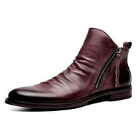 Eloshman muške kožne čizme za gležnjeve Zip-up Business Haljina cipele Wine Red 8