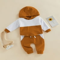Toddler Baby Boy Girl Fall Outfits Kontrast boja duksevi duksevi na vrhu elastične strugove set hlača
