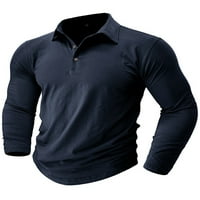 Colisha muška bluza s dugim rukavima polo majica na vrhu vrhova redovna fit sporta rever vrat majica