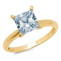 1CT princeza rez plavi prirodni akvamarinski 14k žuto zlato graviranje Izjava godišnjica Angažovanost vjenčanja SOLITAIRE Veličina prstena 8.5