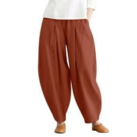 Ksinqinghao Plus size Teretne hlače za žene Ženske povremene pamučne patste pantalone sa elastičnim