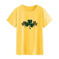 Štedne majice za žene Crewneck COSY bluza Casual Basic Plaid Clover Graphic Print TEE majica kratkih