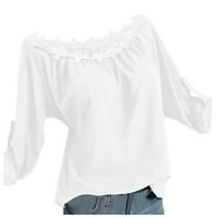 Majice za žene Ležerne prilike sa čvrstim cvjetnim šljokicama labavo hladno ramena majica rukava za
