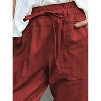 Brglopf ženske hlače elastične visoke strukske vučne vučne hlače Ležerne prilike bager-jogger hlače