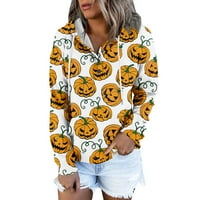 Tking modni dukserski dugi rukav za žene V izrez Halloween Print Tops casual grafičke majice s kapuljačom