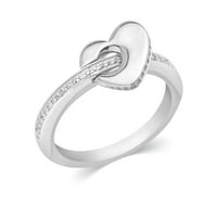 Za vas 1 5cttw bijeli prirodni dijamant u 14k bijeli zlatni oblik srca Obećajte prsten, prsten veličine-11,5