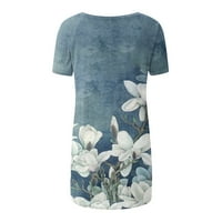 Ženski vrhovi Ljeto cvjetno tiskovine košulje za okrugle vrata Labavi bluza s kratkim rukavima, mornarice,