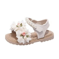 DMQupv pjene sandale za djevojke dječje meke jedine cipele biserne i ukrase cvijeća modne djevojke 'princeze