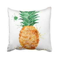 Citirajte akvarel od ananas voćne siluete na bijelom sa kreativnim sloganskim sokom za prskanje jastučnice