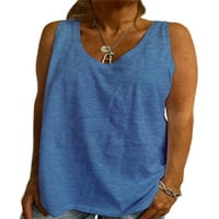 HAITE WOOD široke remene T košulje seksi bluza bez rukava za odmor V izrez Solid COLOR Ljetni vrh