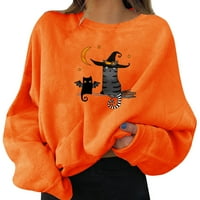 Gzea Vintage HalloweensweatShirt za žene Loase Fit Womens Ležerne dukseve s dugim rukavima Ispisani