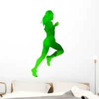 Sažetak Zelena trčanje Djevojka Zidna zidna naljepnica naljepnica, Wallmonkeys Peel & Stick Vinyl Graphic
