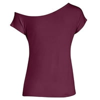 Shpwfbe casual off ramena kratki rukav majica labava ljetna majica bluza Ženske vrhove