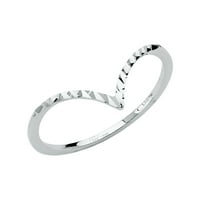 Čvrsti 14K zlatni okrugli kubični cirkonijski bijeli prsten V-oblik V-Oblik dame Diamond-Cut bend veličine
