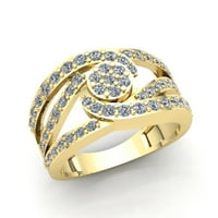 Prirodno 2CTW okruglo Diamond Dame Bridal Crisscross Angažova za angažman prsten Čvrsta 14K ruža, bijela