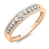 0. Carat 14k Rose Gold Okrugli dijamantski ženski ženski bend prstena