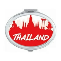 Red Outline Landmark Tajland Ovalno ogledalo Prijenosne preklopljene ručne šminke dvostruke bočne naočale