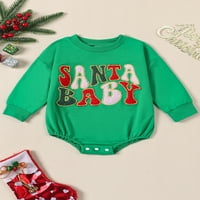Eyicmarn Baby Christmas Rodper Pismo vez za vez s dugim rukavima vrat Bodysuit novorođenčad playsuit